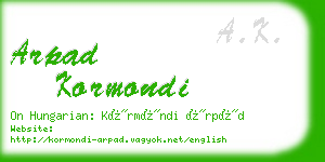 arpad kormondi business card